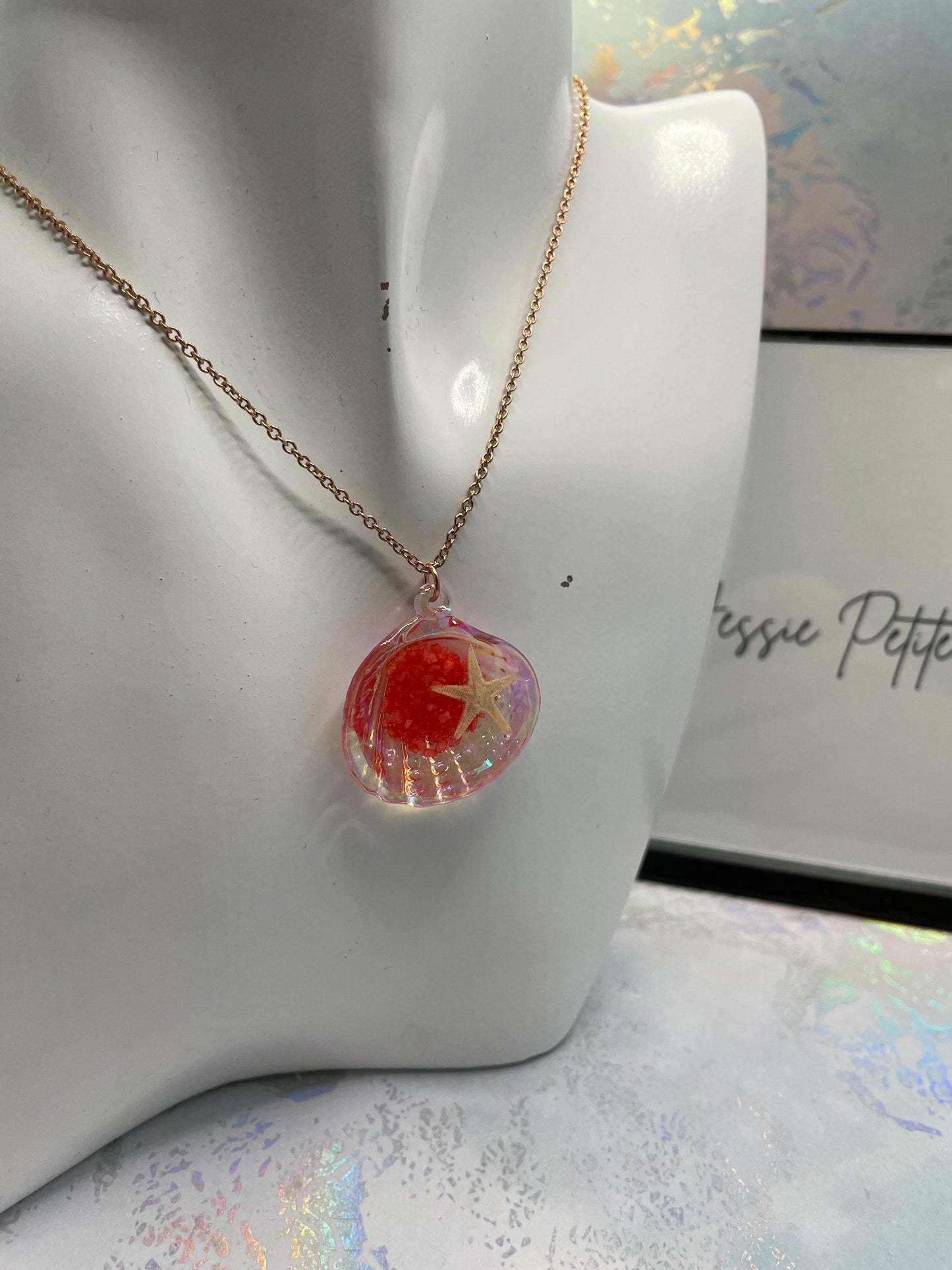 Pendentif coquillage en acrylique étoile de mer-22''Sans nickel