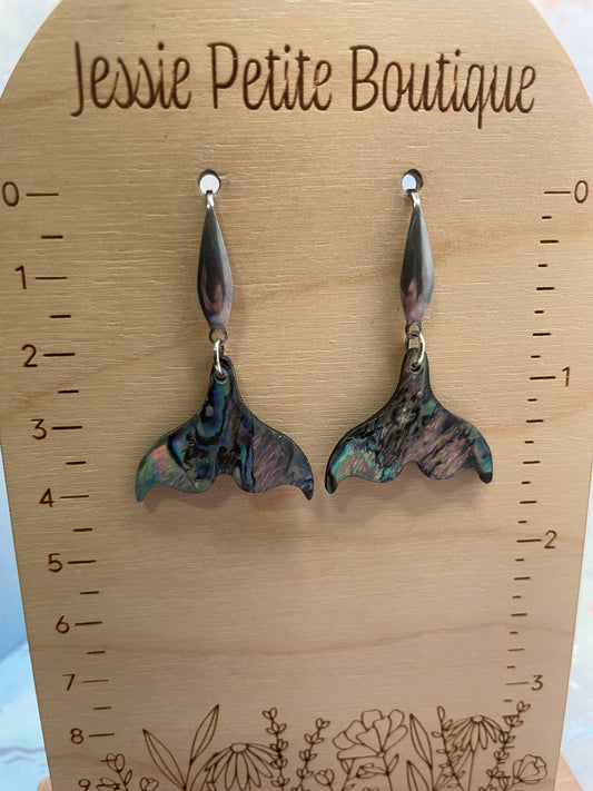 Iridescent Whale Tail Acrylic Earrings