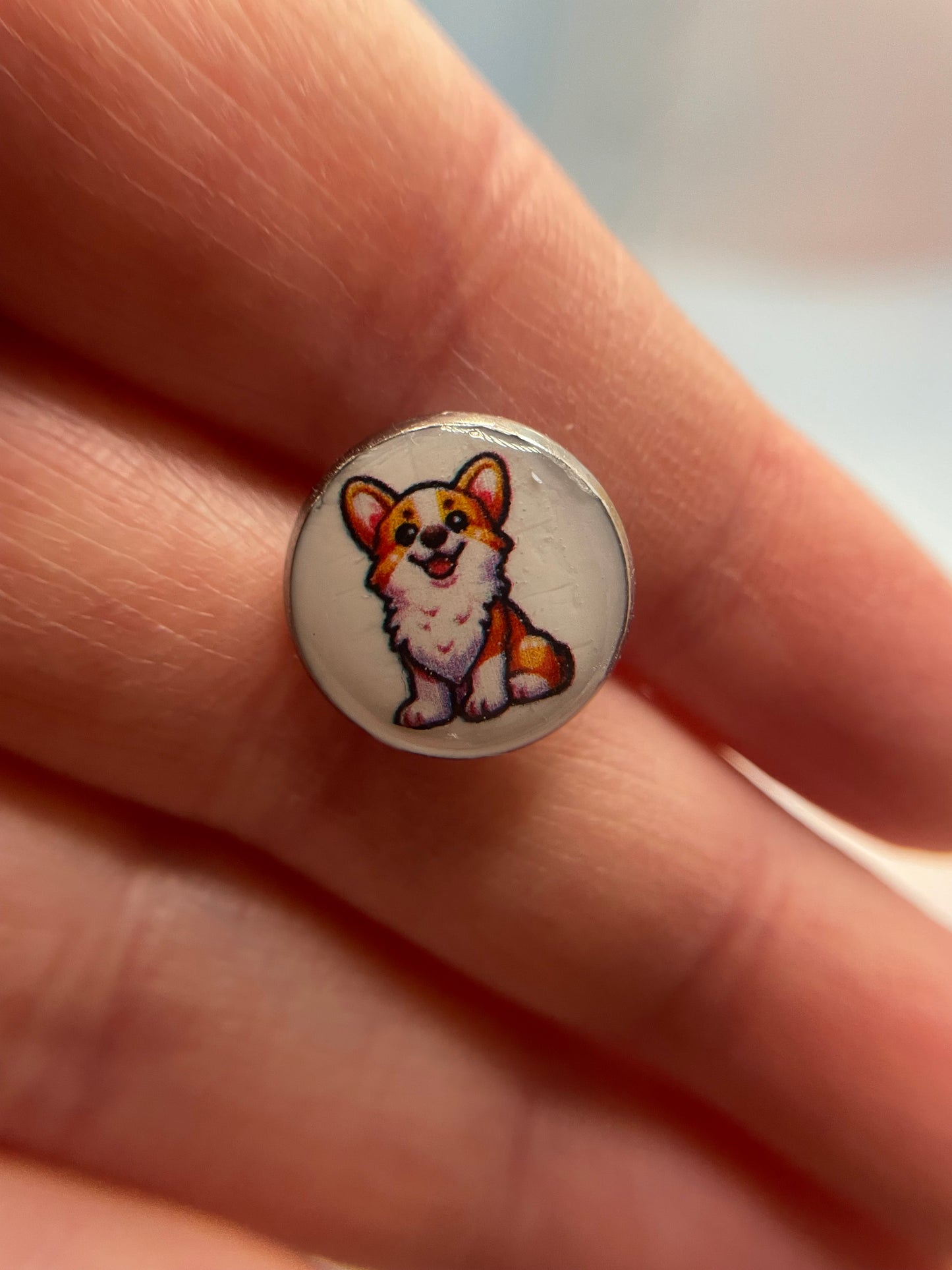 Boucles d’oreilles bouton d’oreille Corgi rondes