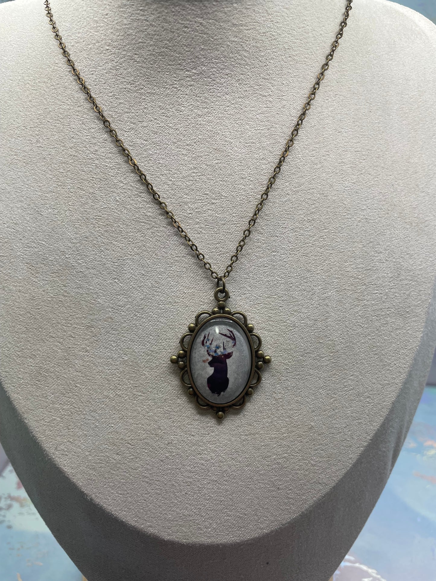 Collier Cabochon Bronze Chevreuil