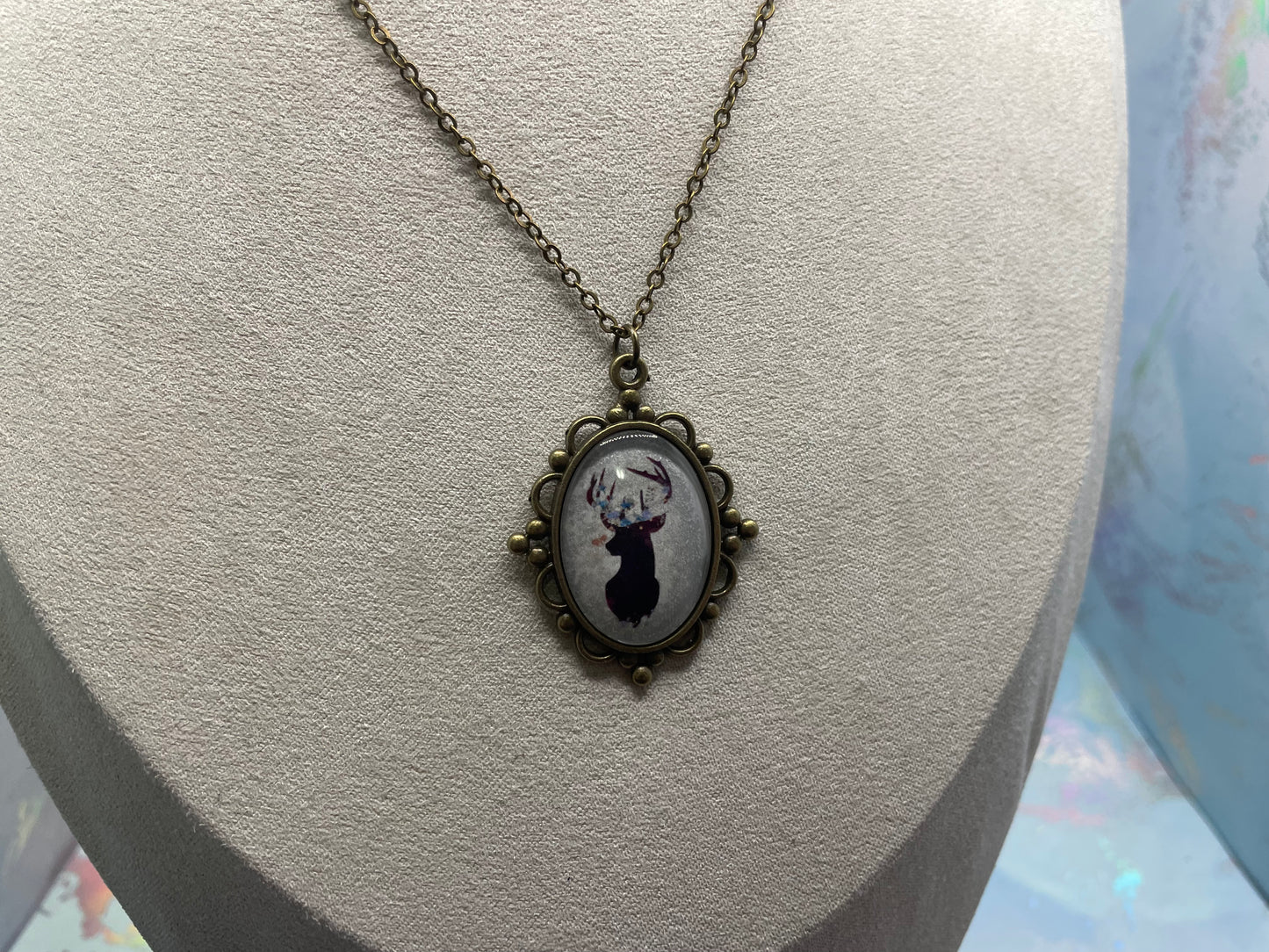 Collier Cabochon Bronze Chevreuil