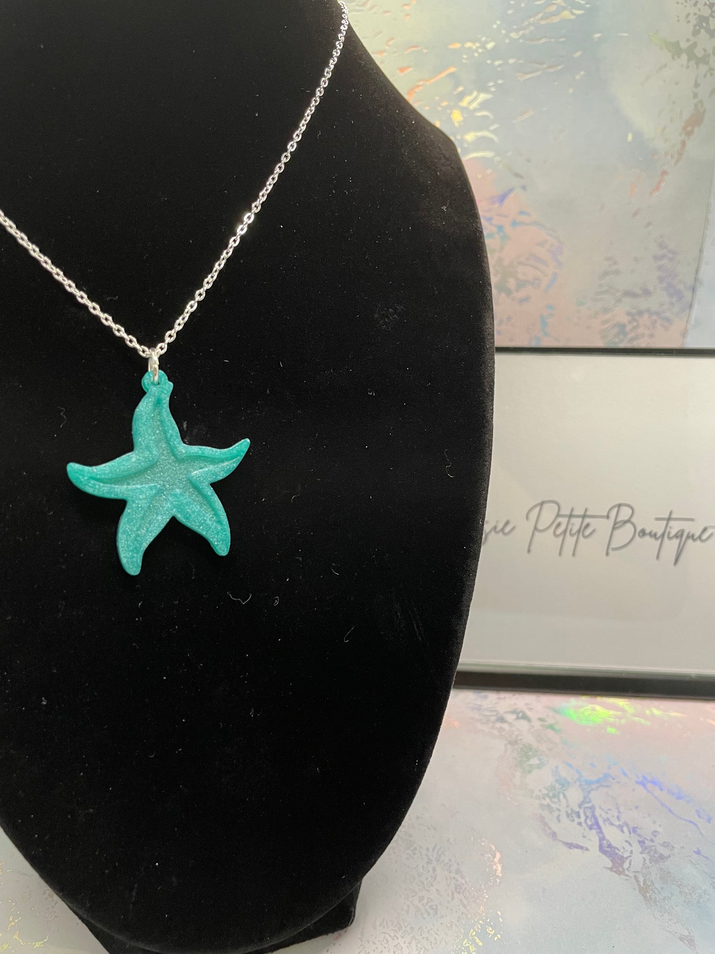 Collier étoile de mer turquoise – 24''Sans Nickel