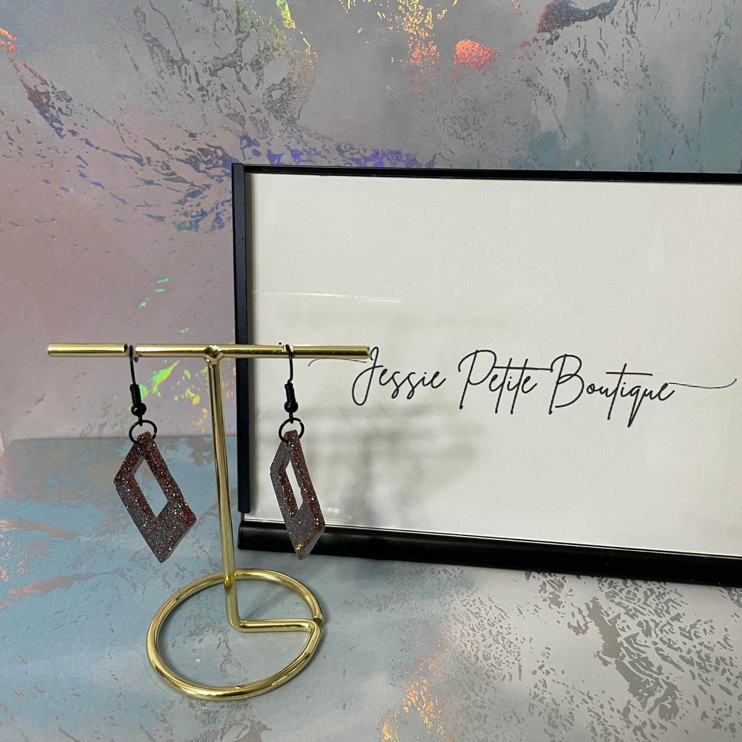 Boucles d'oreilles losange brillant