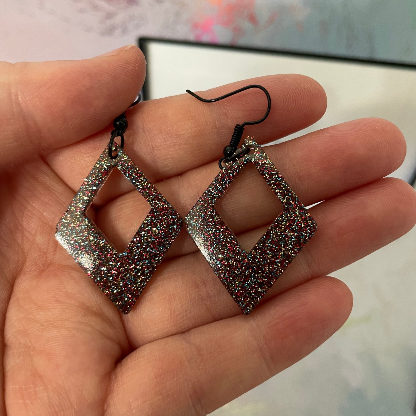 Boucles d'oreilles losange brillant