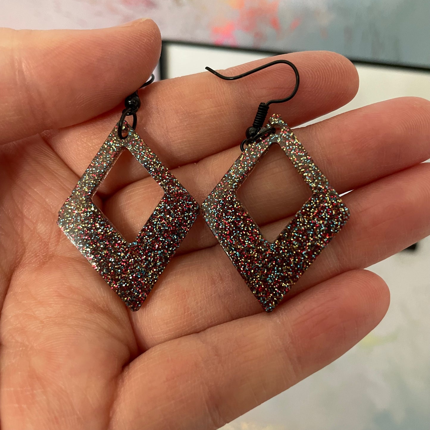 Boucles d'oreilles losange brillant
