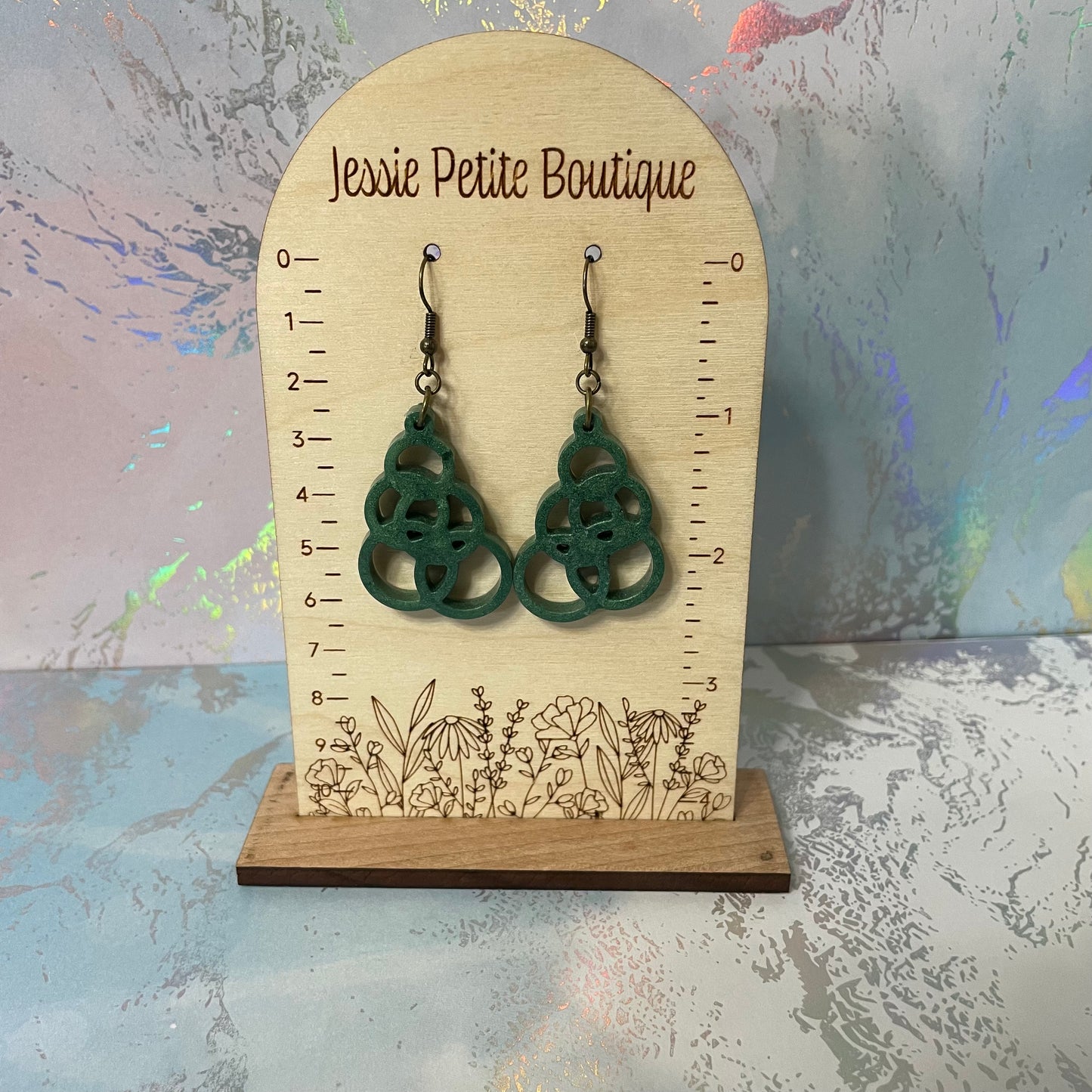 Boucles d'oreilles cercles verts en résine