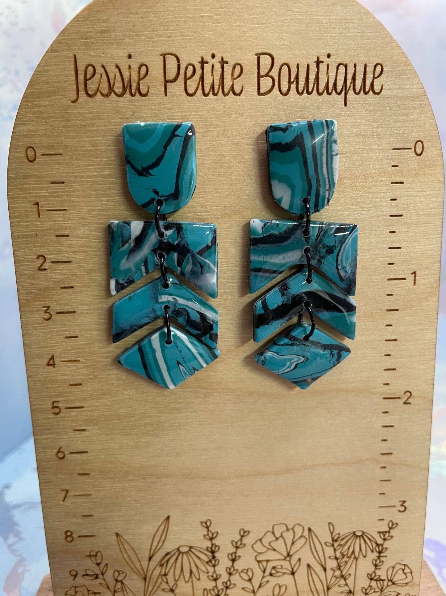 Boucles d’oreilles Elizabeth: Marbré turquoise