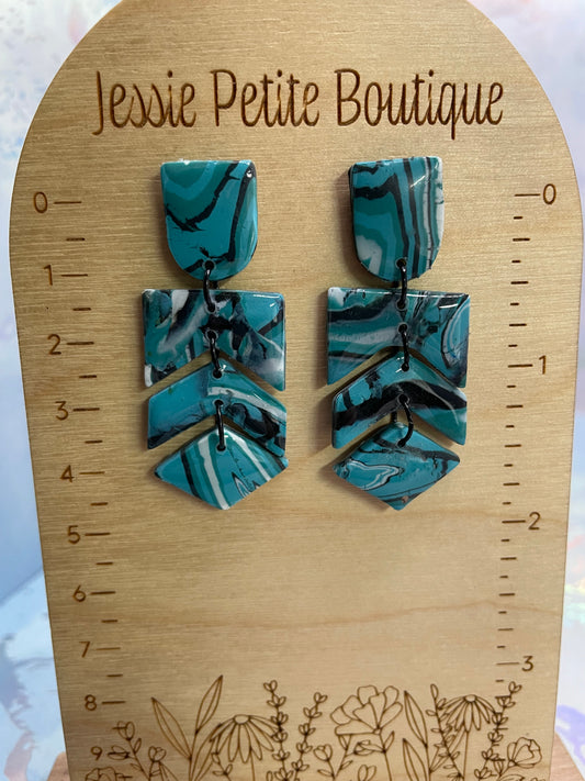 Boucles d’oreilles Elizabeth: Marbré turquoise