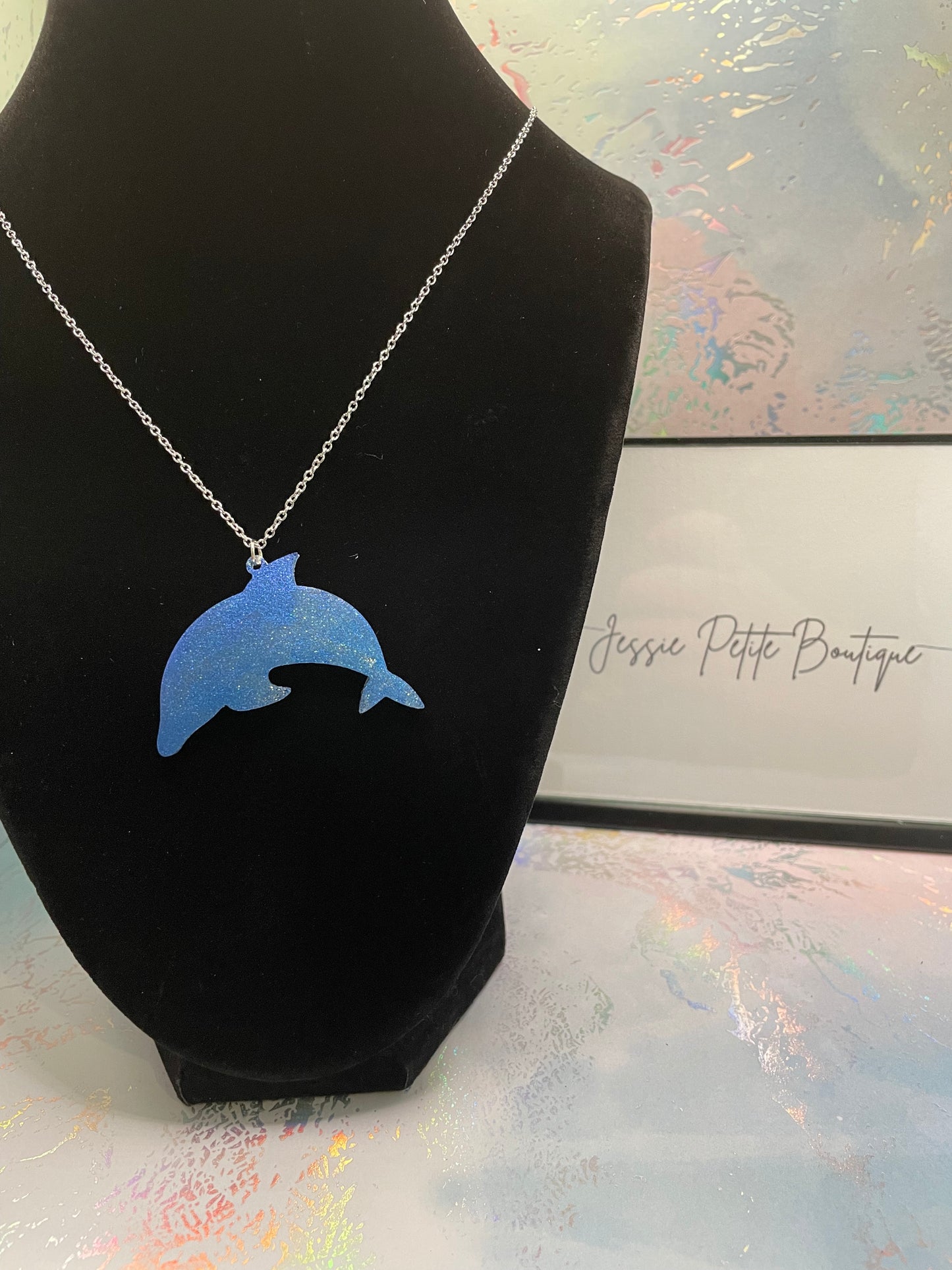 Collier Dauphin Bleu 28'' - Sans Nickel