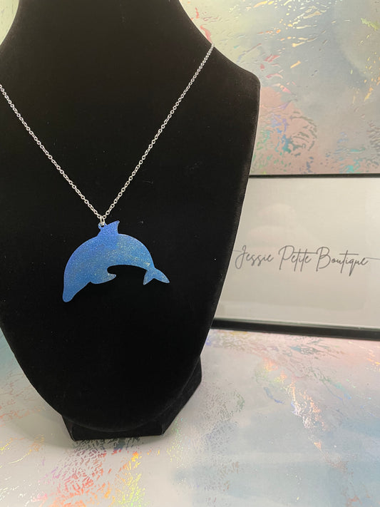 Collier Dauphin Bleu 28'' - Sans Nickel