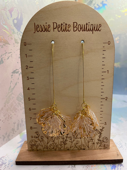 Clear & Gold Flower Petal Earrings