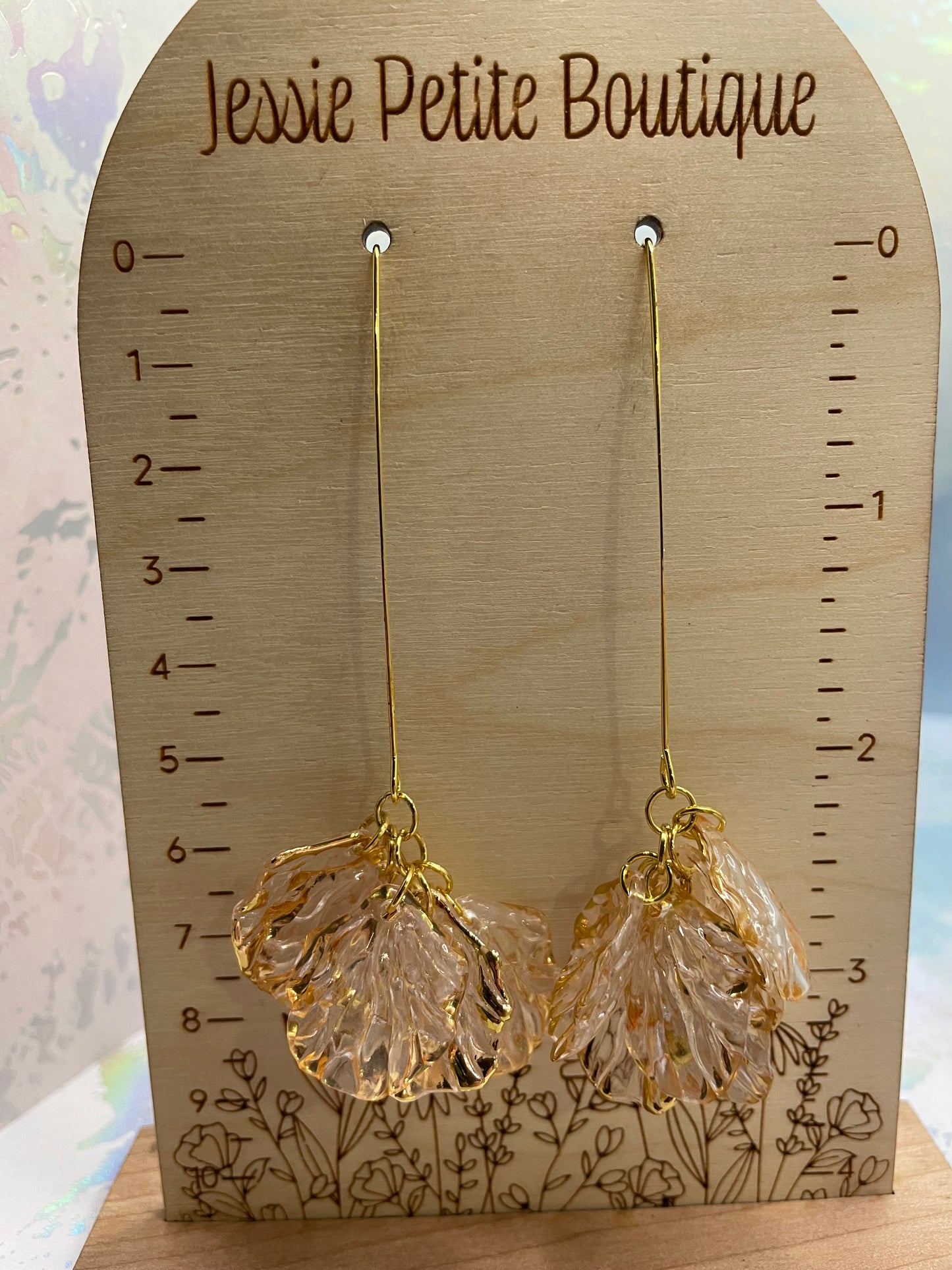 Clear & Gold Flower Petal Earrings