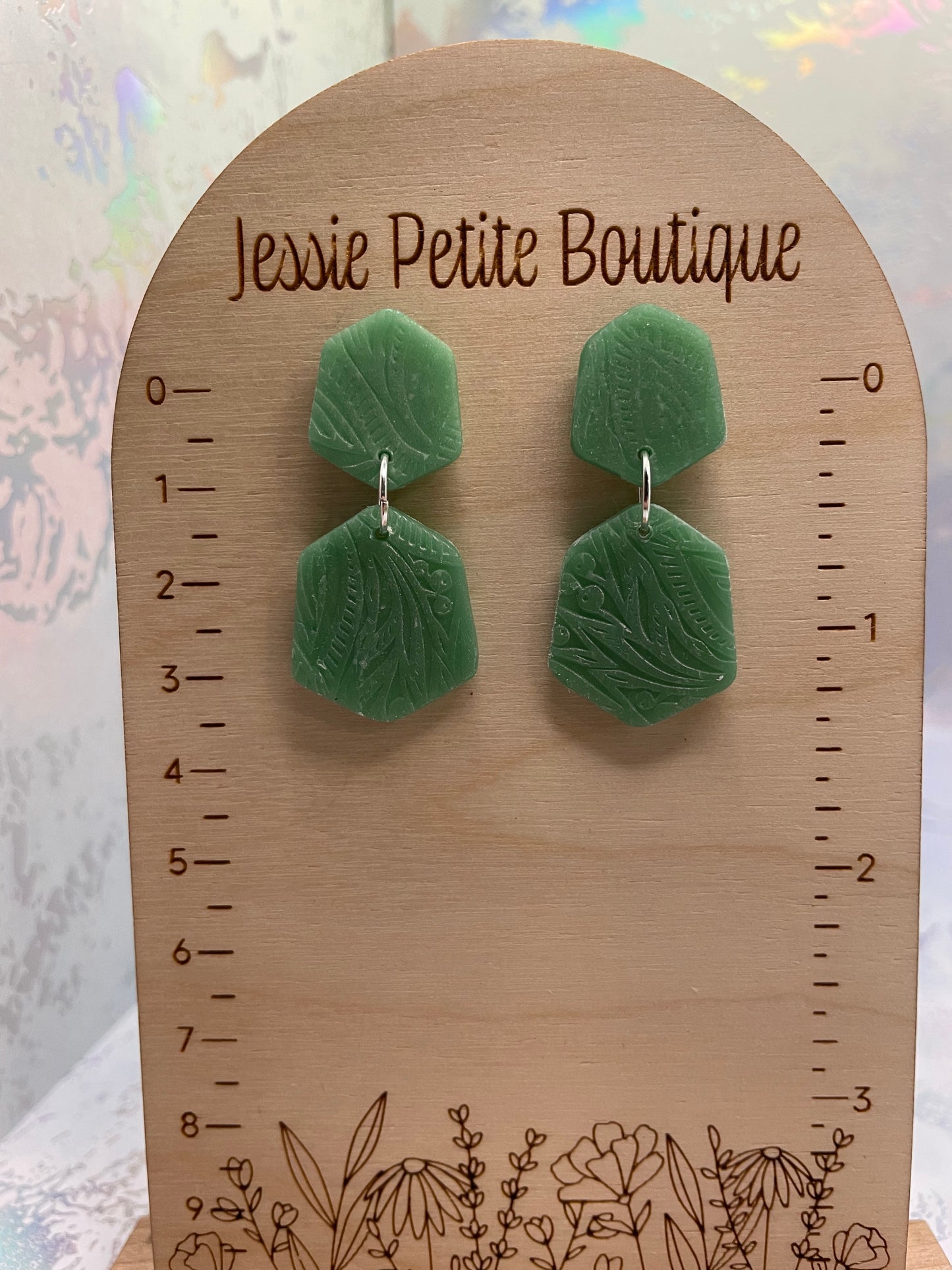 Taylor: Jade Textured Earrings-Hypoallergenic/Plastic