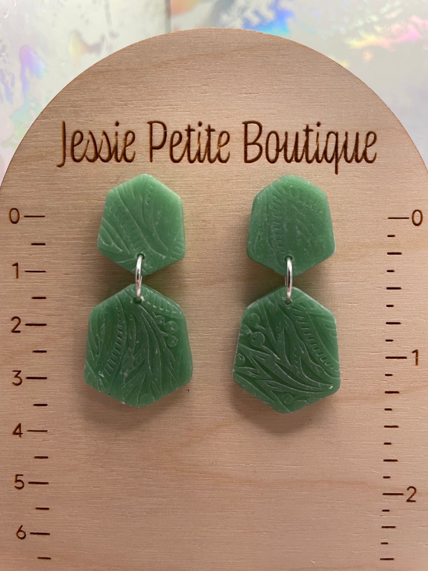 Taylor: Jade Textured Earrings-Hypoallergenic/Plastic