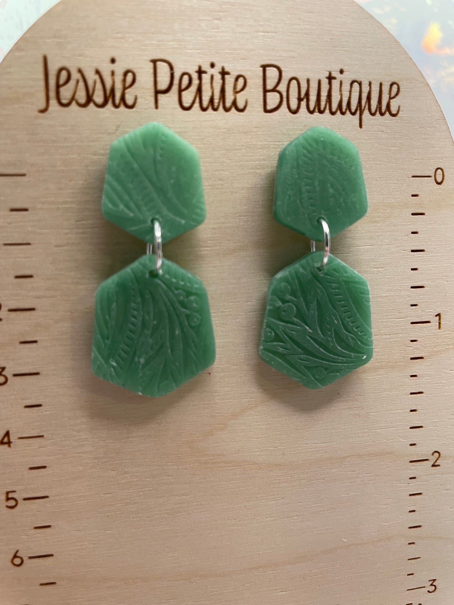 Taylor: Jade Textured Earrings-Hypoallergenic/Plastic