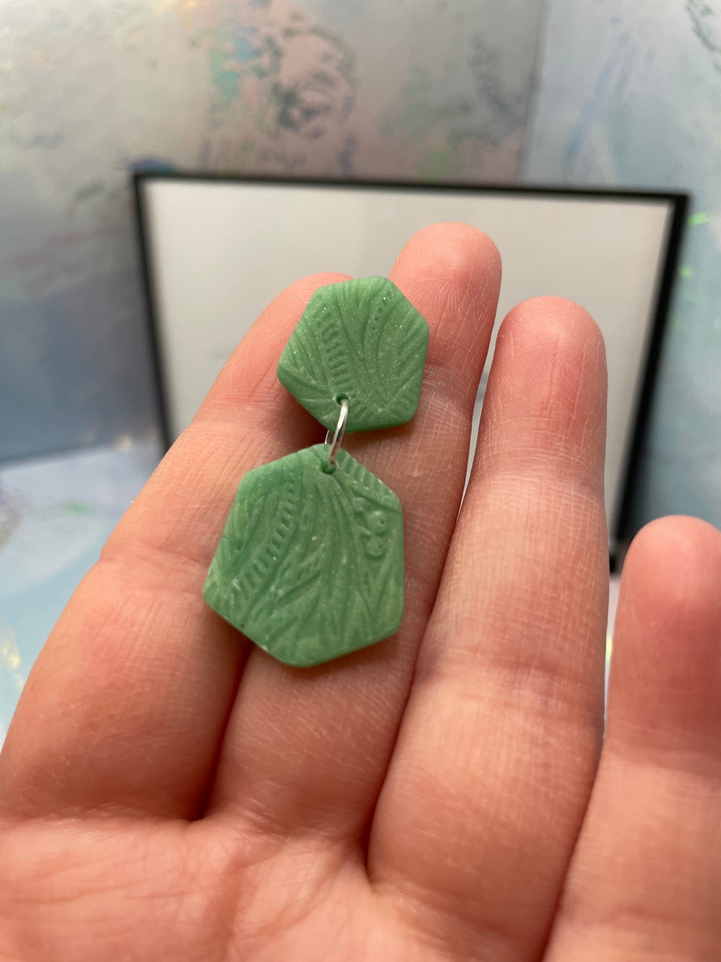 Taylor: Jade Textured Earrings-Hypoallergenic/Plastic