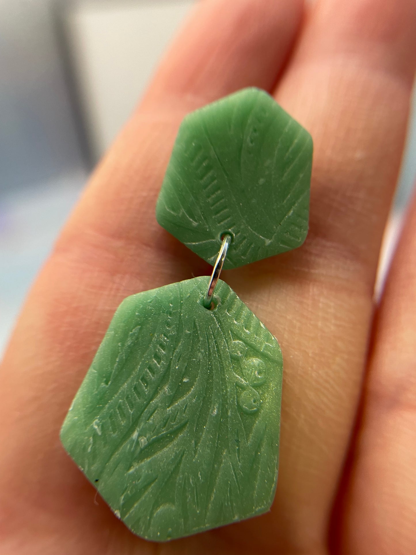 Taylor: Jade Textured Earrings-Hypoallergenic/Plastic