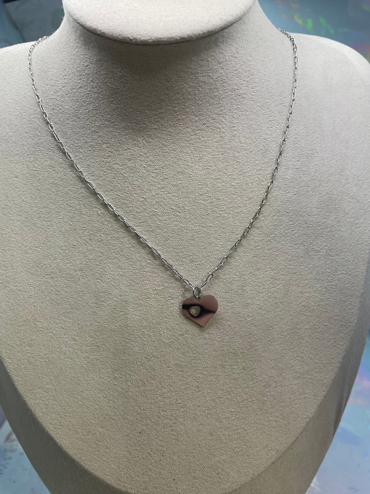 Minimalist Stainless Steel Open Heart Necklace – Delicate Heart Pendant Necklace