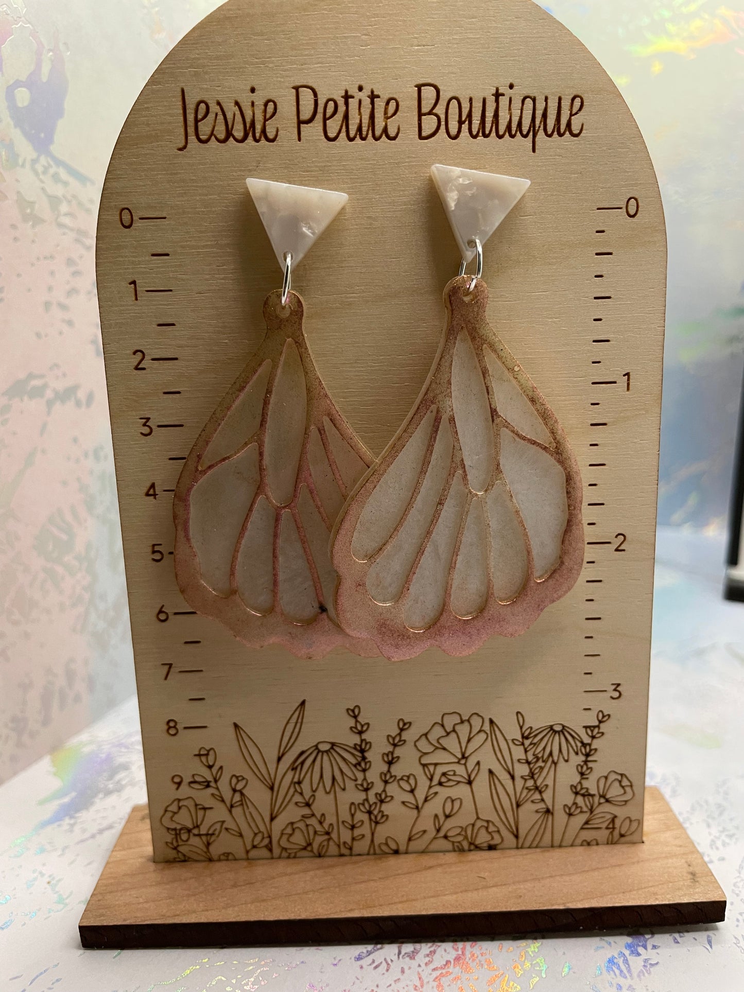 Boucles d'oreilles ailes de papillon champagne - Sans nickel