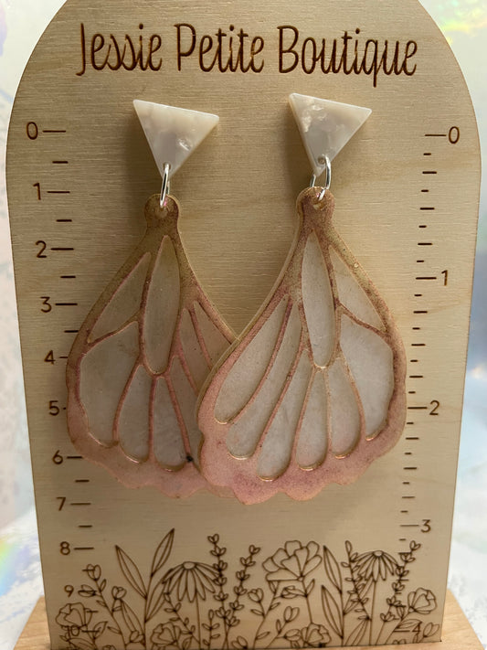 Champagne Butterfly Wings Earrings - Nickel Free