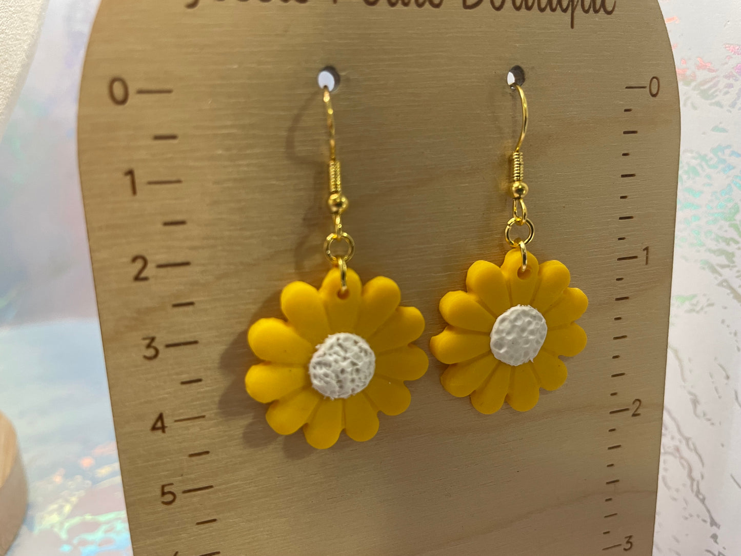 Sunny Yellow Daisy Flower Earrings