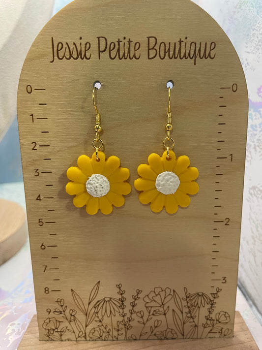 Sunny Yellow Daisy Flower Earrings