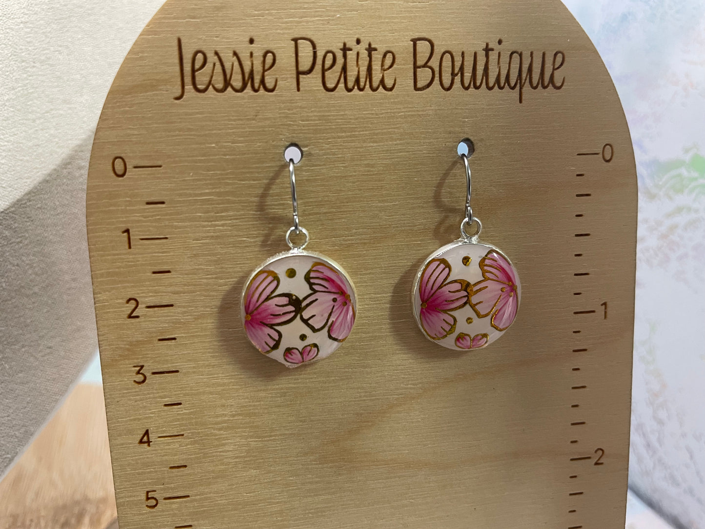 Ensemble bijoux pendentif rond floral rose