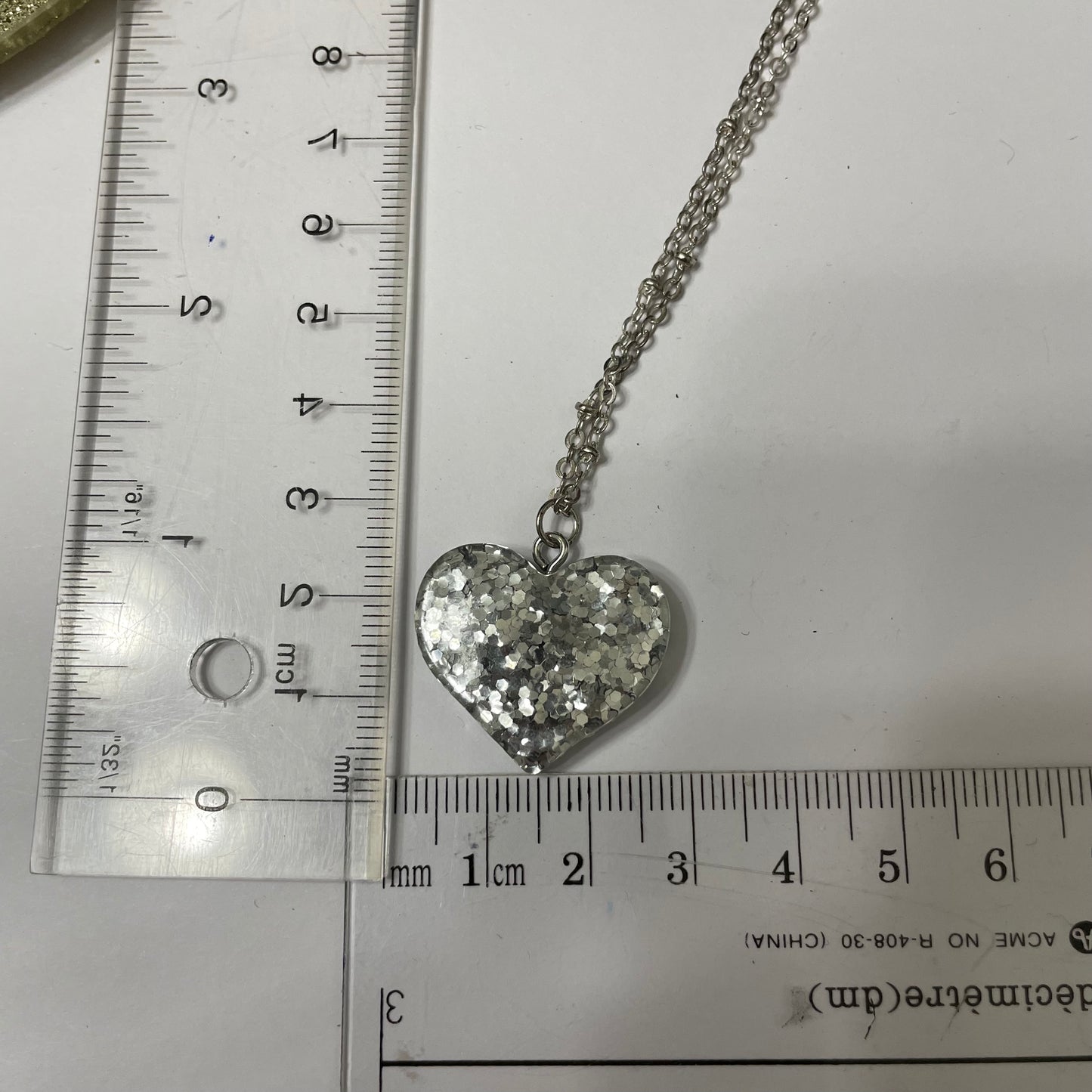 Collier cœur argenté scintillant - 18''