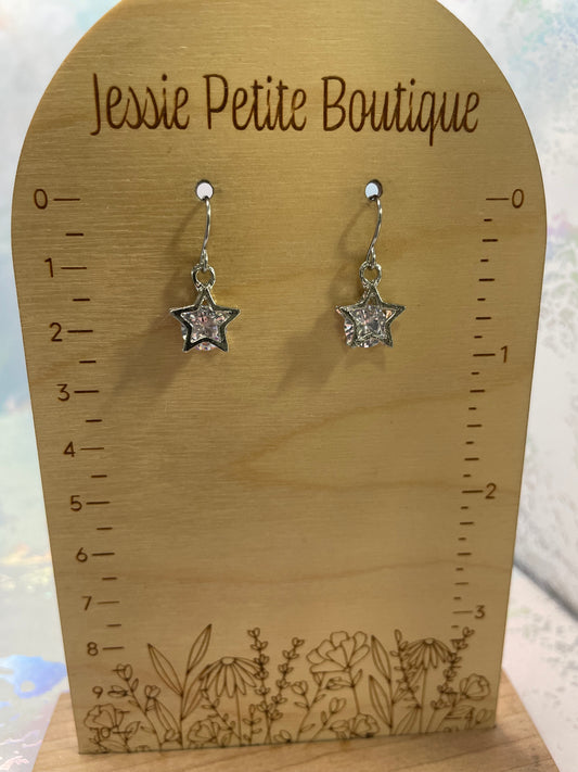 Boucles d’oreilles étoile argentée CZ – Boucles délicates avec étoile cristal en acier inoxydable