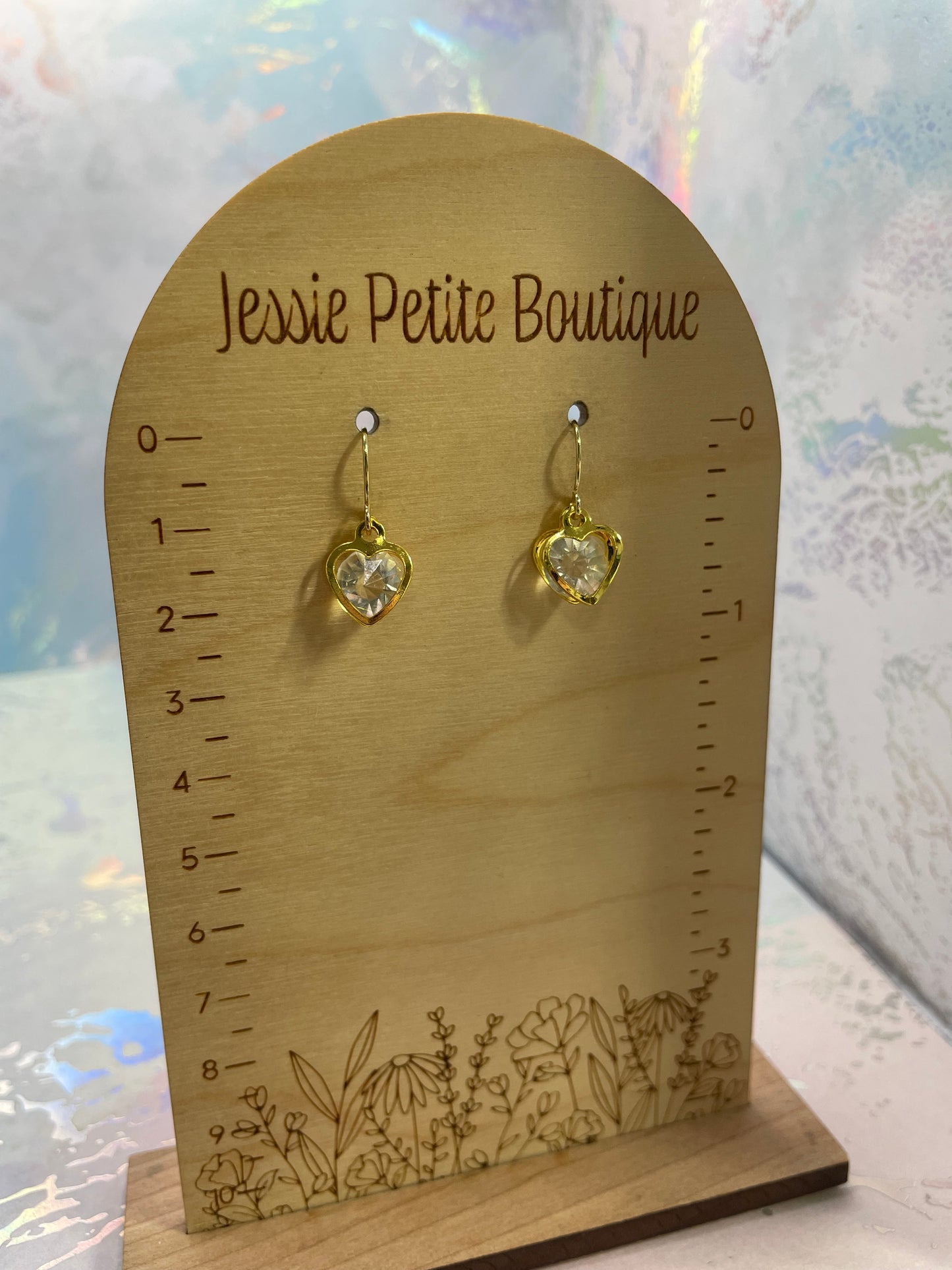 Boucles d’oreilles cœur doré CZ – Boucles délicates avec cœur cristal en acier inoxydable