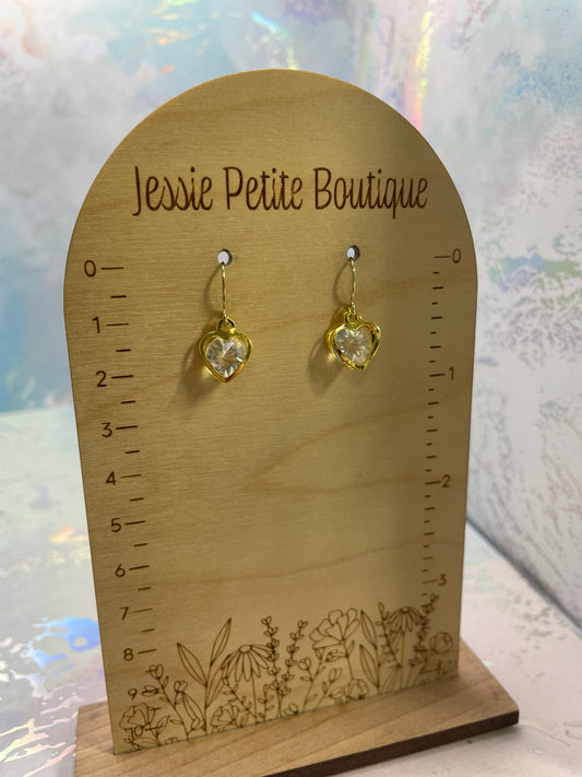 Boucles d’oreilles cœur doré CZ – Boucles délicates avec cœur cristal en acier inoxydable