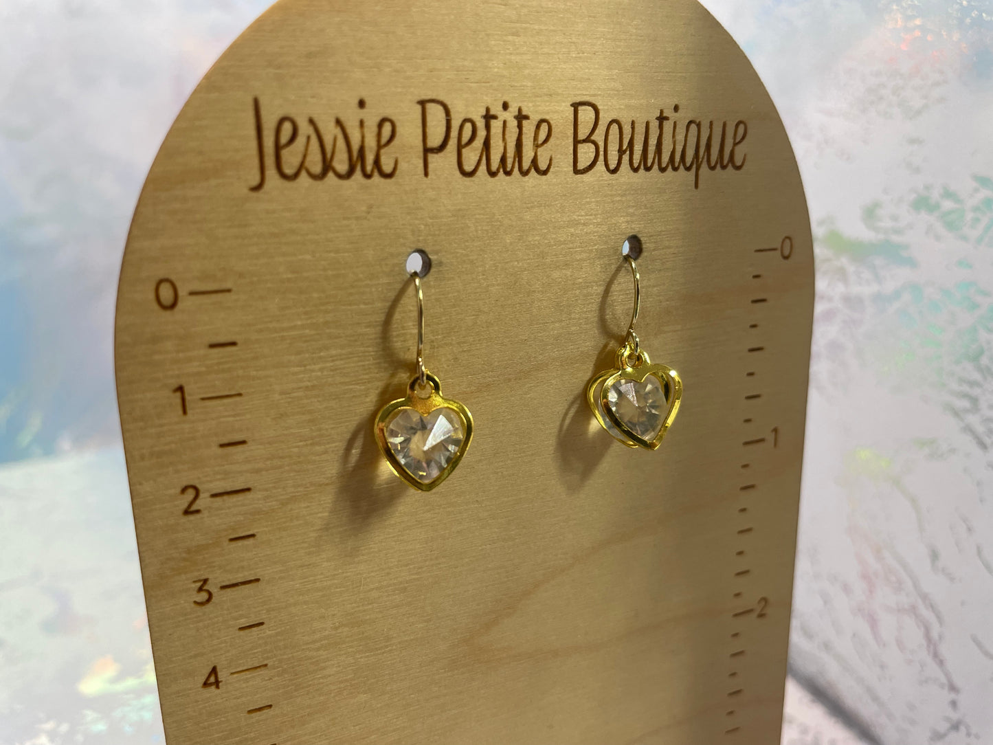 Boucles d’oreilles cœur doré CZ – Boucles délicates avec cœur cristal en acier inoxydable