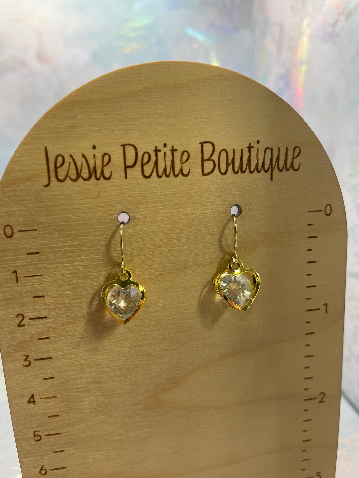 Boucles d’oreilles cœur doré CZ – Boucles délicates avec cœur cristal en acier inoxydable