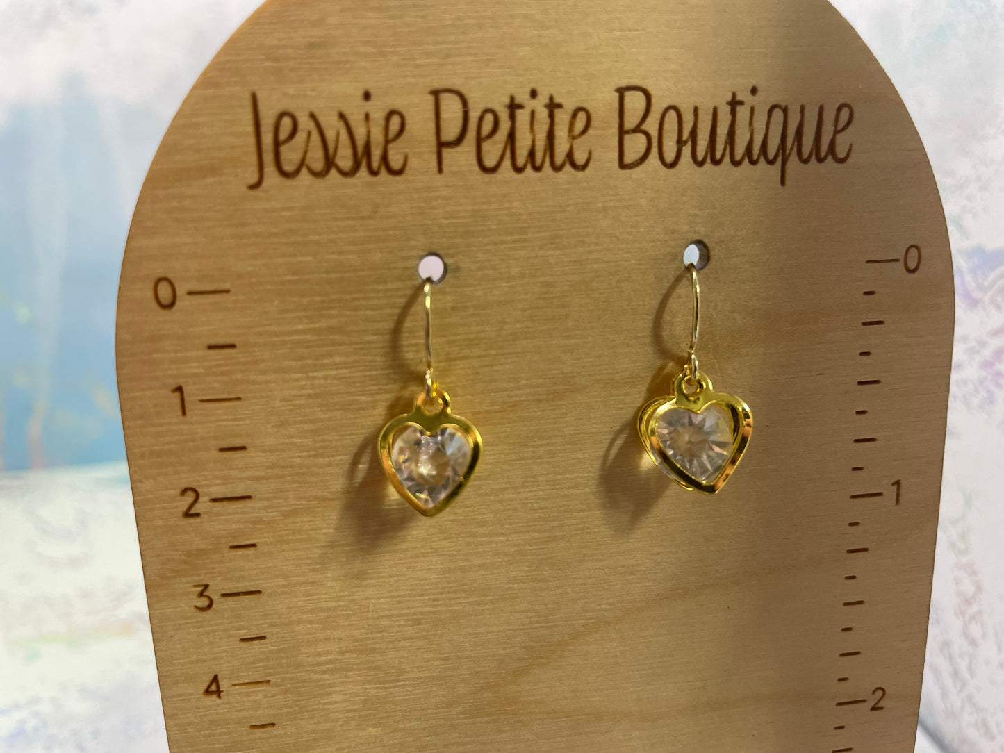 Boucles d’oreilles cœur doré CZ – Boucles délicates avec cœur cristal en acier inoxydable