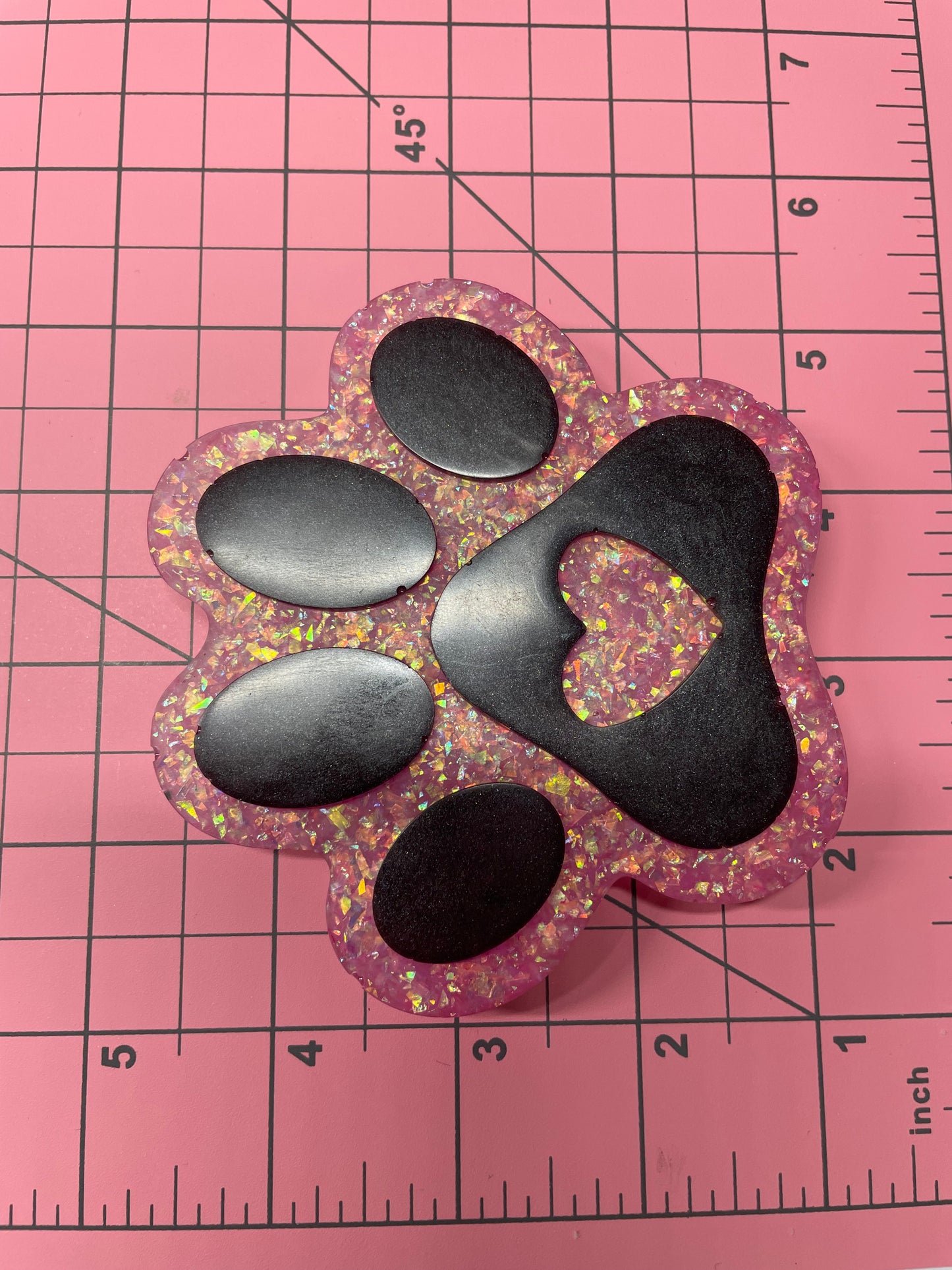 Paw Print Magnets – Sparkly Resin with Heart Design