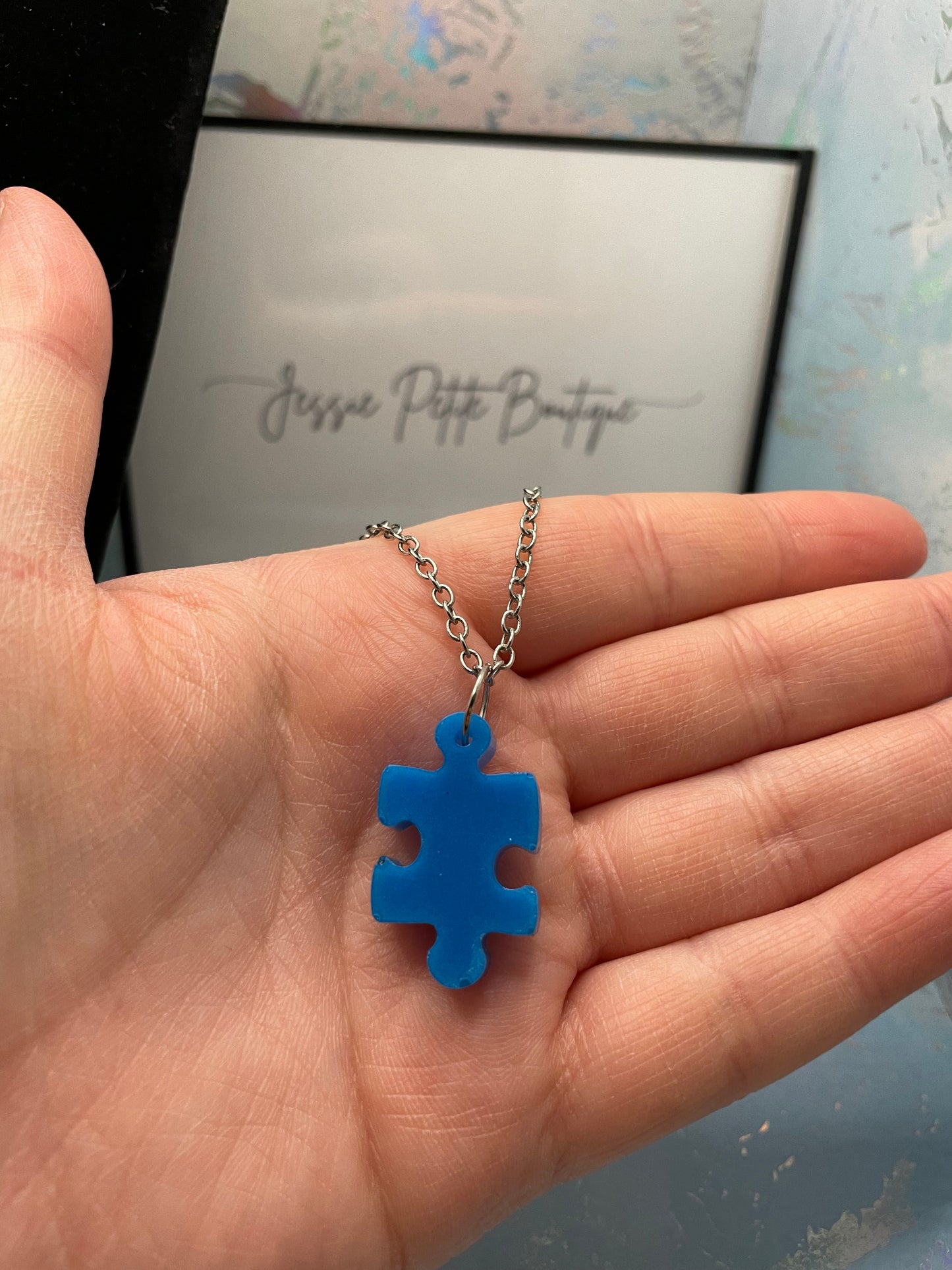 Collier morceau de casse tete bleu - 22''