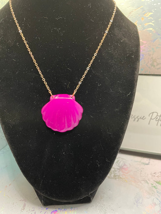 Glow-in-the-Dark Purple Shell Necklace - 23"Nickel Free