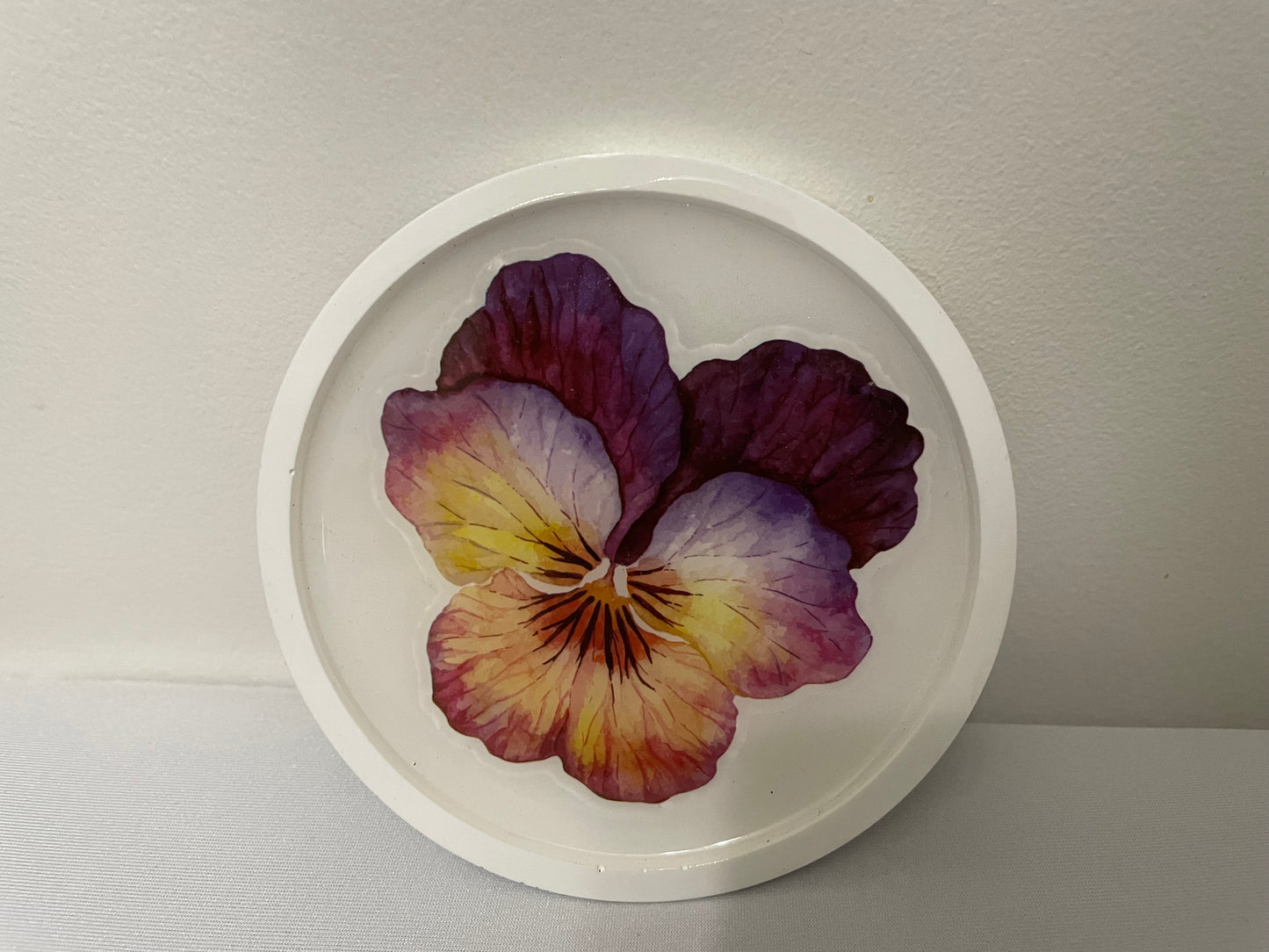 Eco Resin Coaster Set with Pansy Flowers (Set of 4)