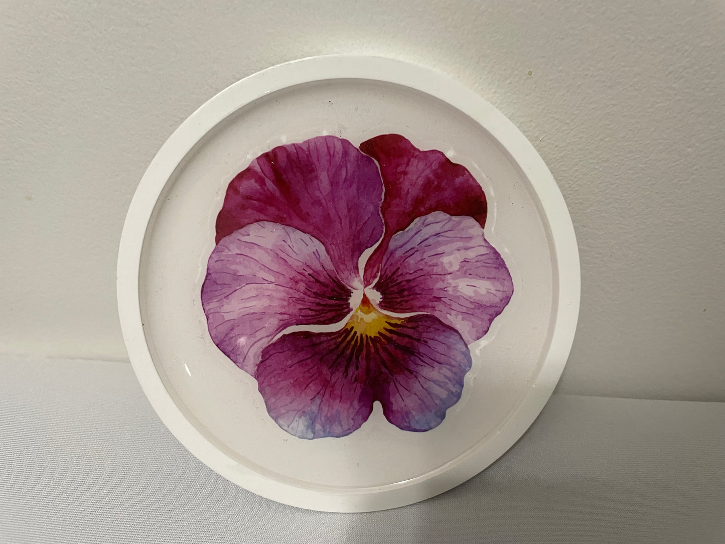 Eco Resin Coaster Set with Pansy Flowers (Set of 4)