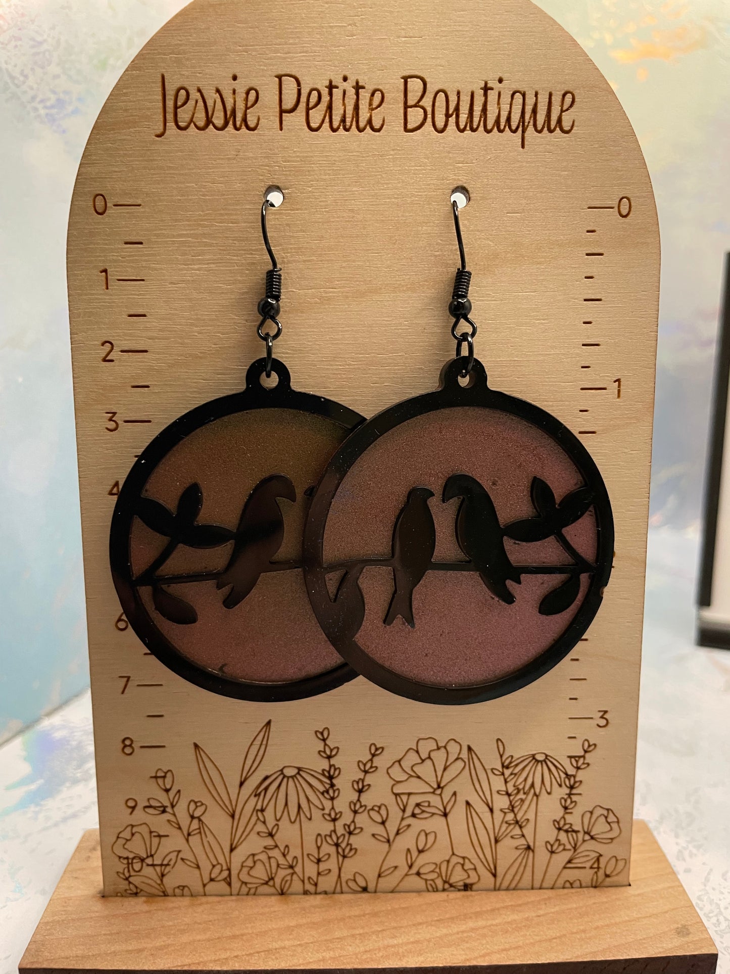 Black Love Bird on chameleon Earrings