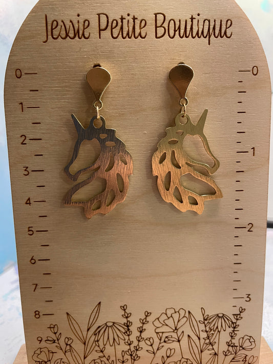 Gold-Plated Unicorn Earrings -Nickel free