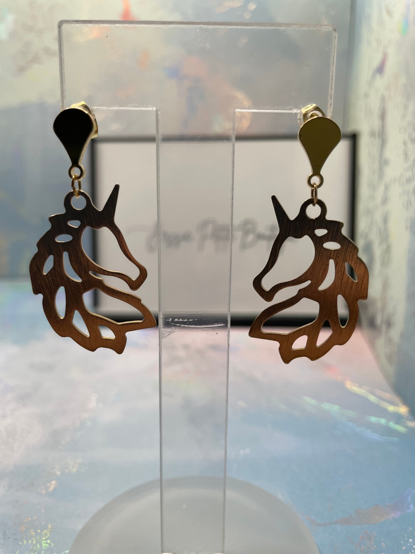 Gold-Plated Unicorn Earrings -Nickel free