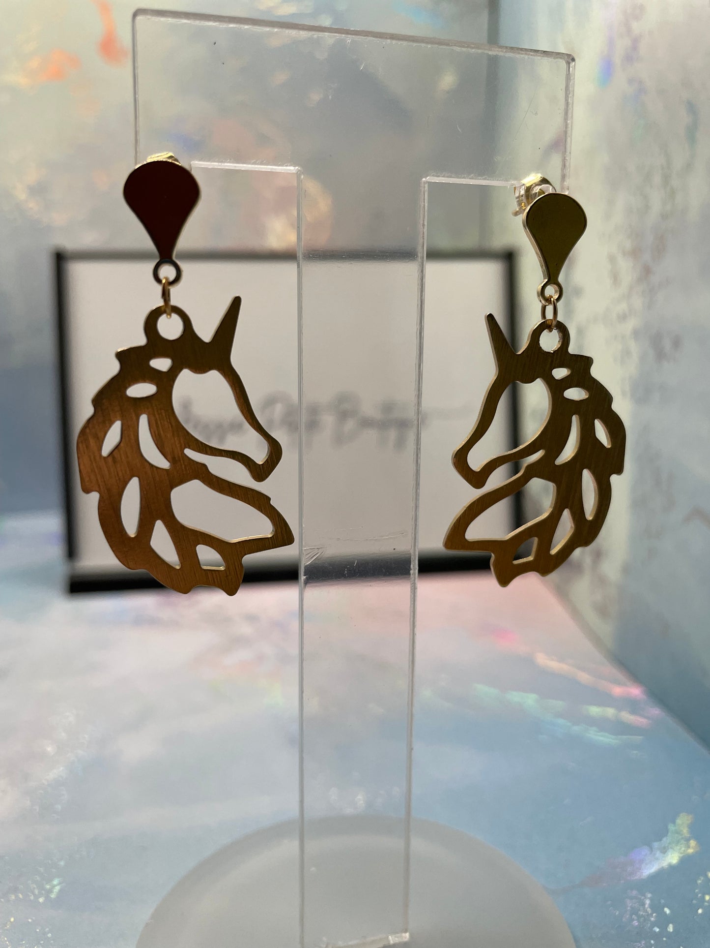 Gold-Plated Unicorn Earrings -Nickel free