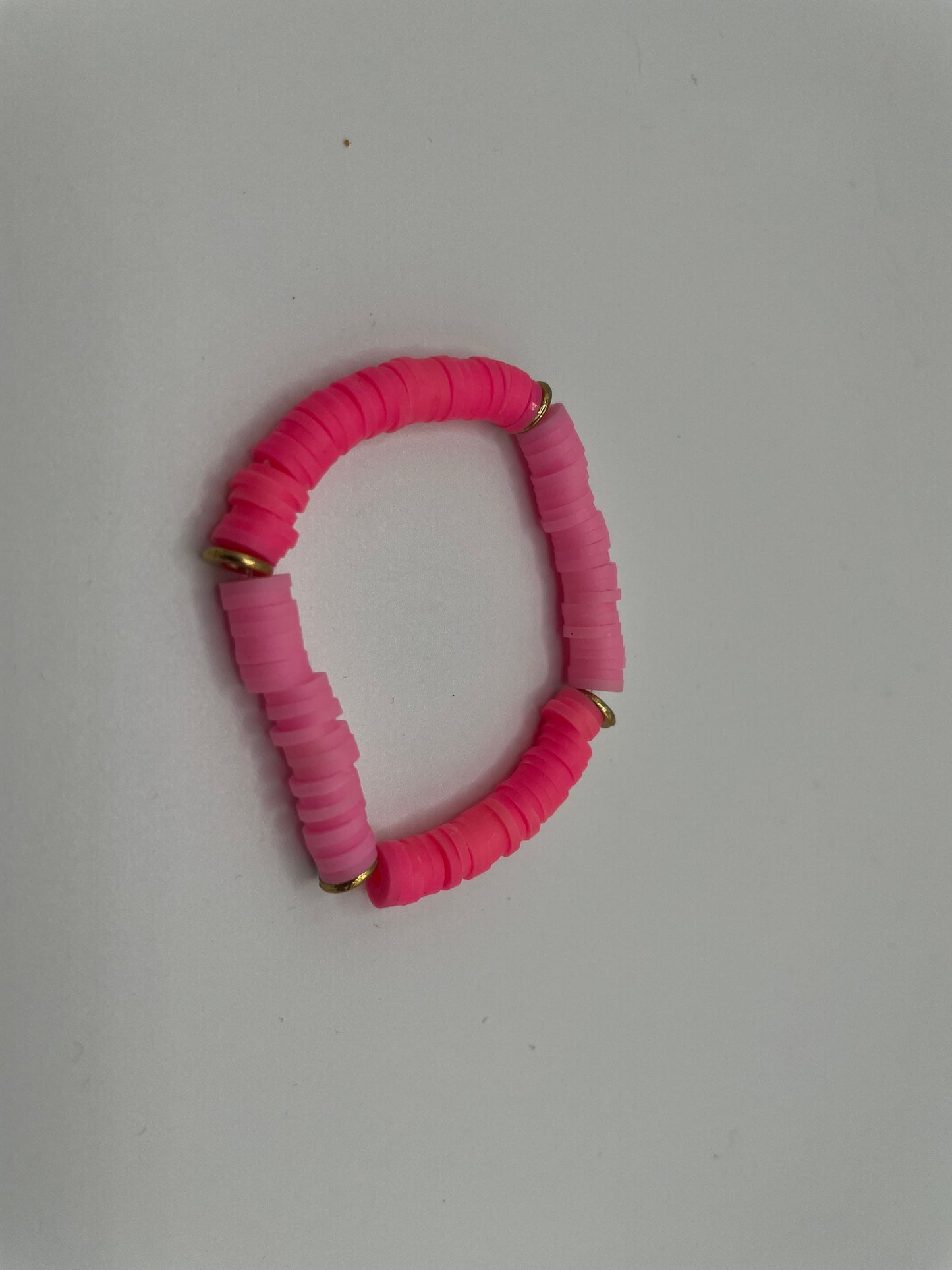 Pink Polymer Clay Beaded Bracelet