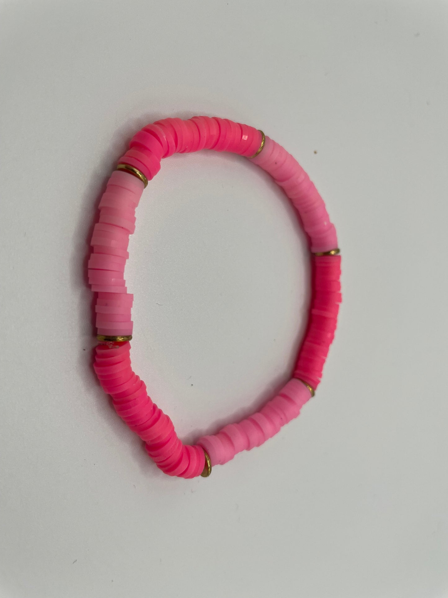 Pink Polymer Clay Beaded Bracelet