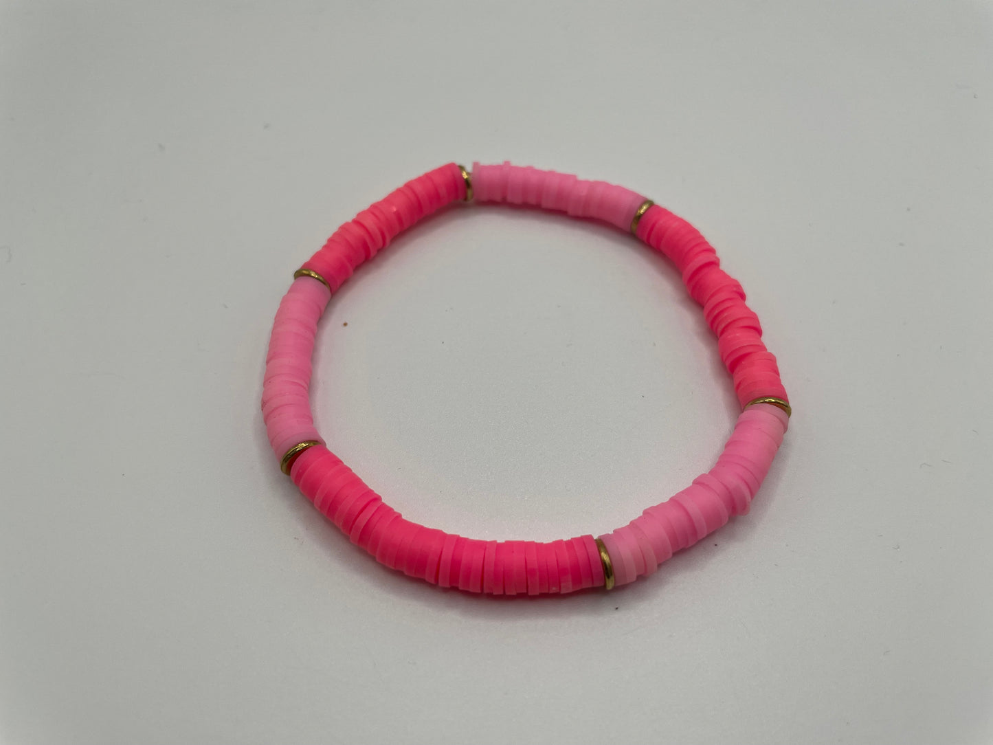 Pink Polymer Clay Beaded Bracelet