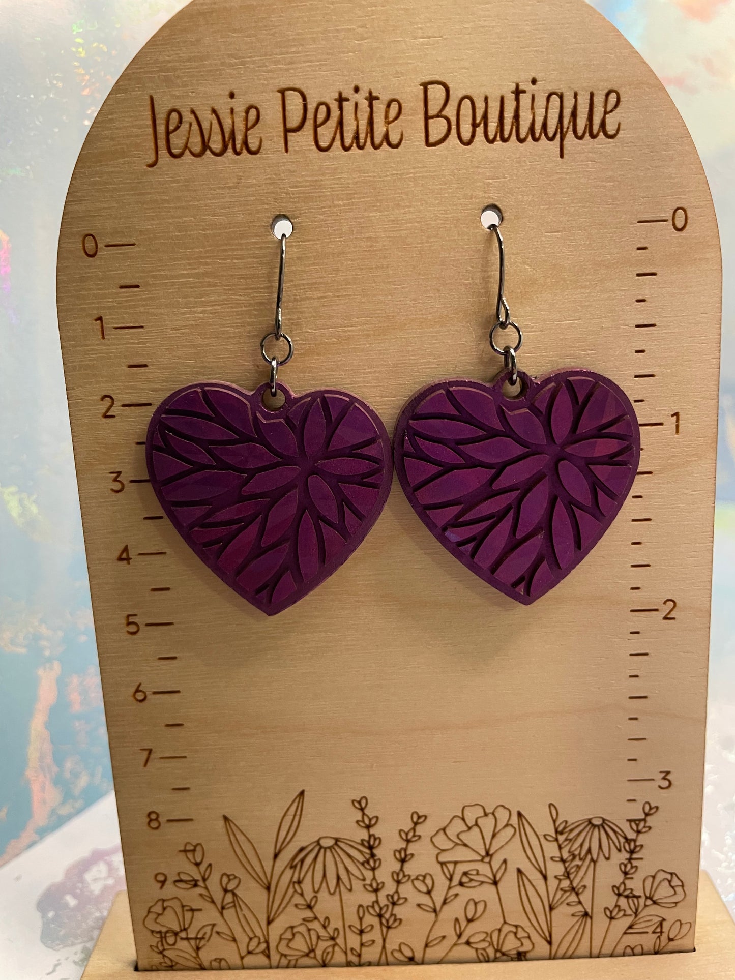 Julie Holographic Heart Earrings -STAINLESS STEEL