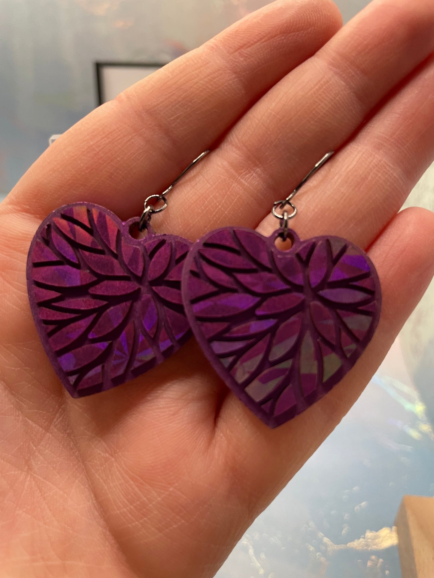 Julie Holographic Heart Earrings -STAINLESS STEEL