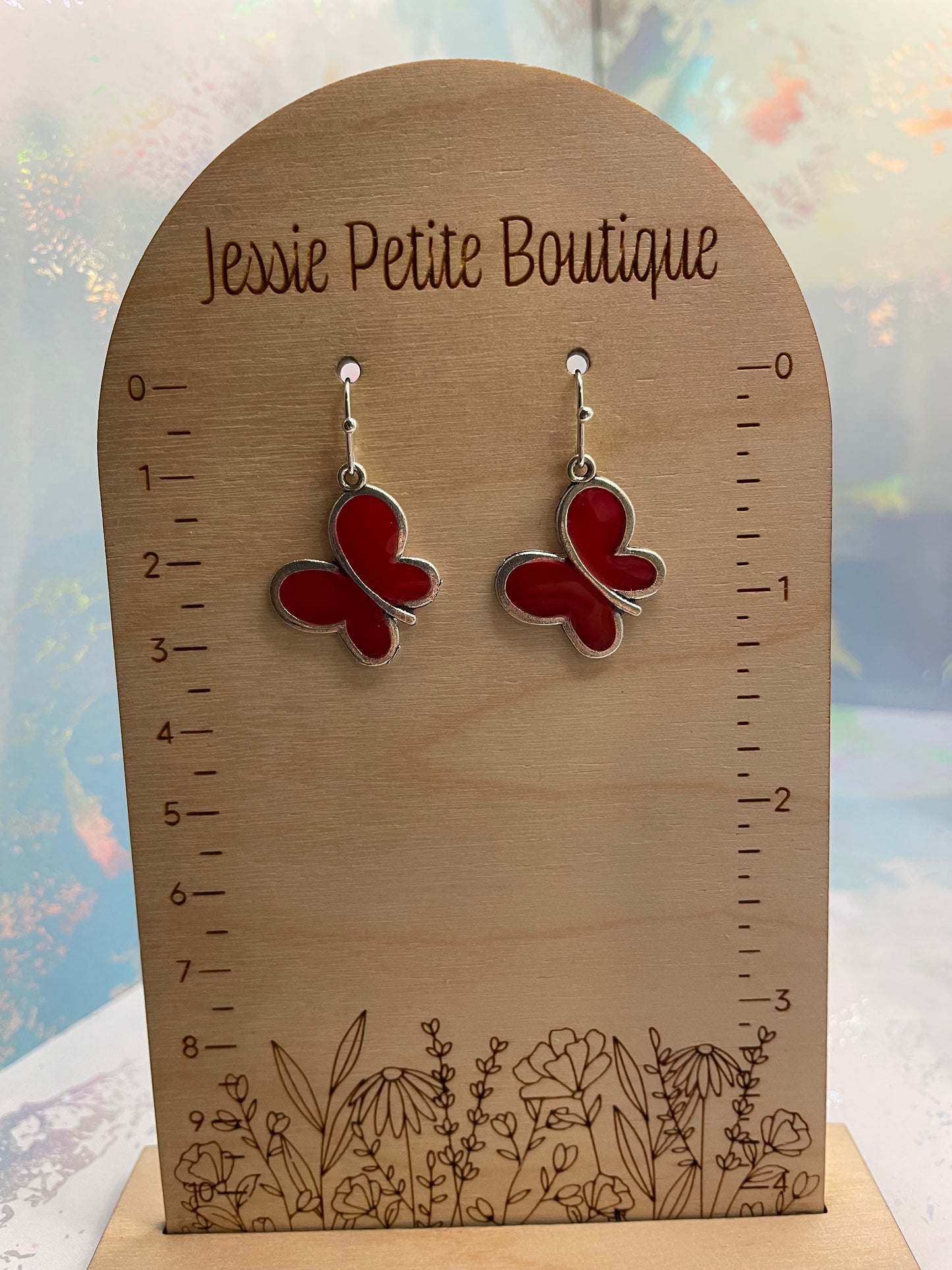 Red & Silver Butterfly Earrings