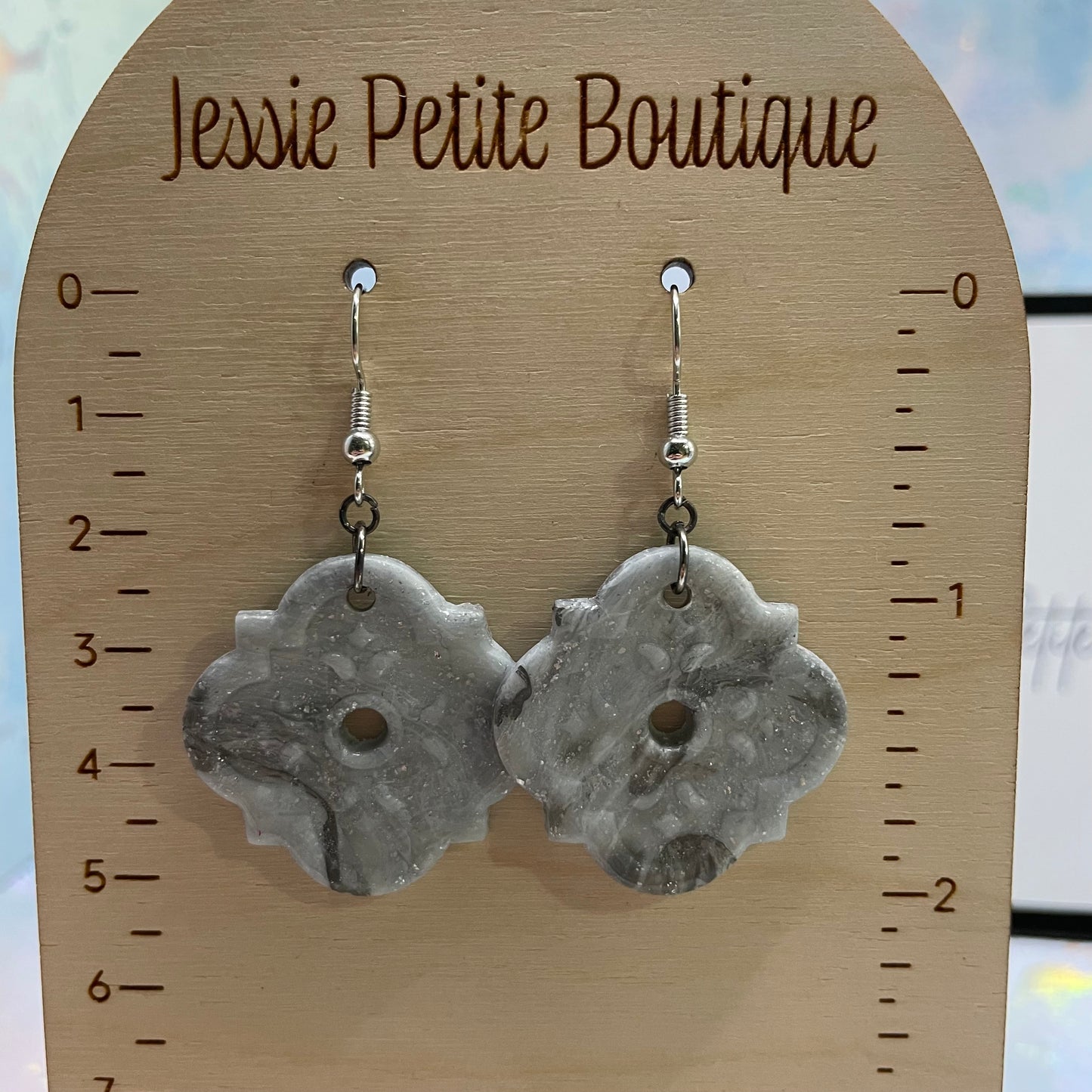 Boucles d'oreilles pendantes en argile marocaine bleu clair - Sans nickel